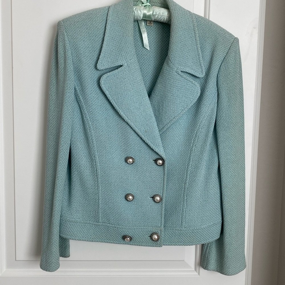 St. John Collection Jacket in Beautiful Tiffany Blue - Size 14